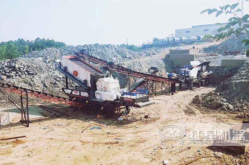 广西时产400吨移动式石头粉碎生产线1